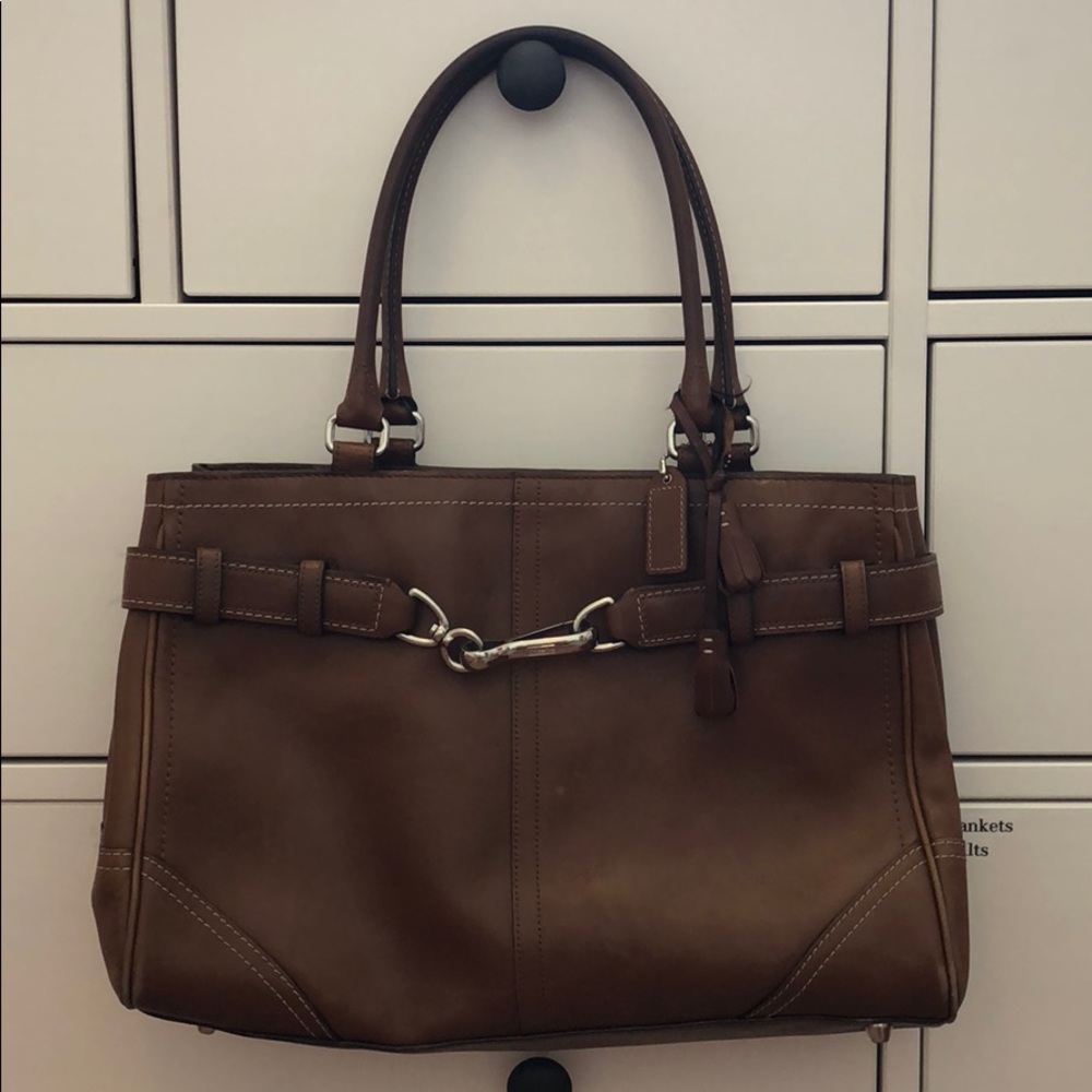 Used Coach purse- genuine leather- Camel/Tan color